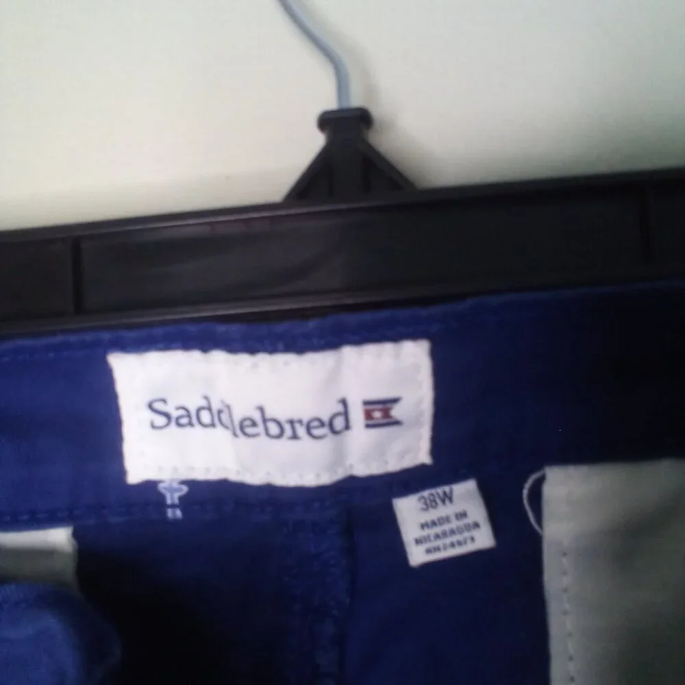 Saddlebred Shorts Men 38 Casual Chino Boat Anchor Nautical Blue White - Picture 9 of 14